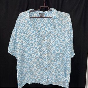 Blue Patterned Women's shirt top